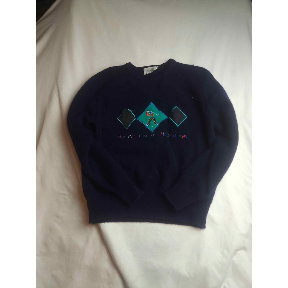 Clan Royal St Andrews Old Course Golf Sweater Navy Blue Wool Scotland Mens 40
